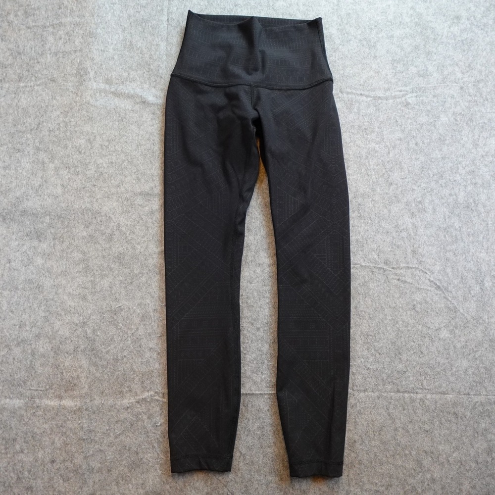 Lululemon Leggings Womens 4 Black Wunder Under High Rise Embossed Luxtreme 28"
